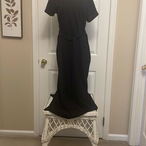 Boden Black Peplum Ruffled Maxi Dress